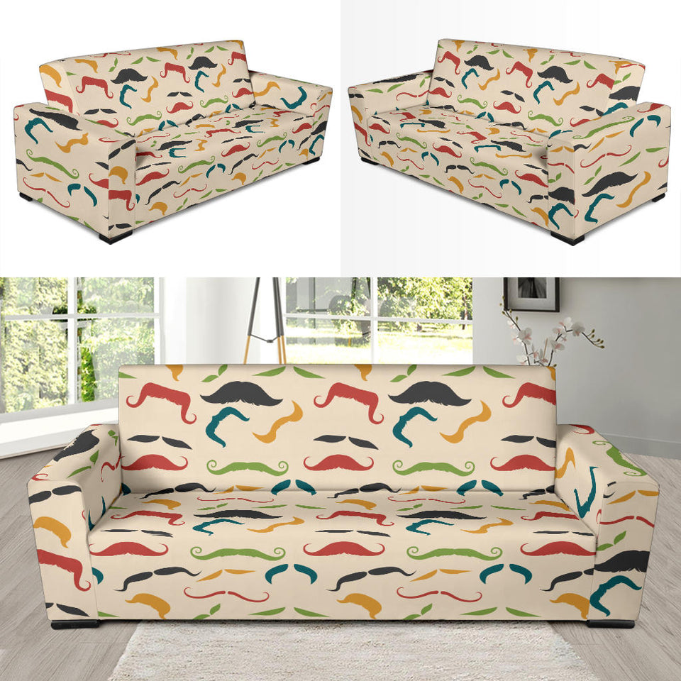 Mustache Beard Pattern Print Design 03 Sofa Slipcover