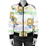 Cute Hand Drawn Mermaid Women'S Bomber Jacket
