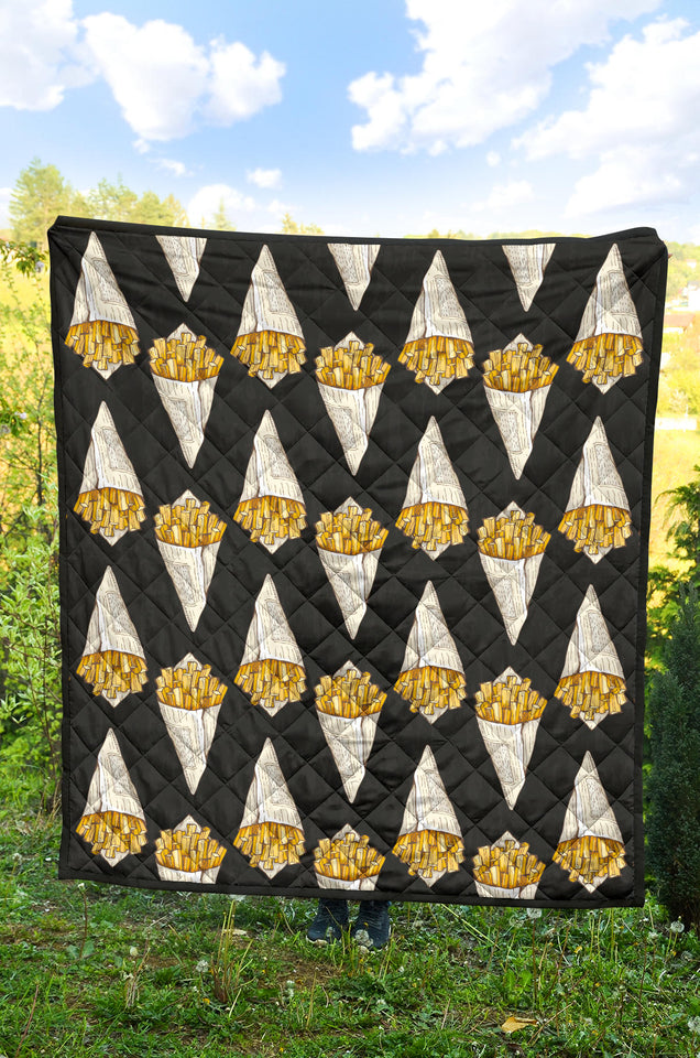 French Fries Dark Background Premium Quilt