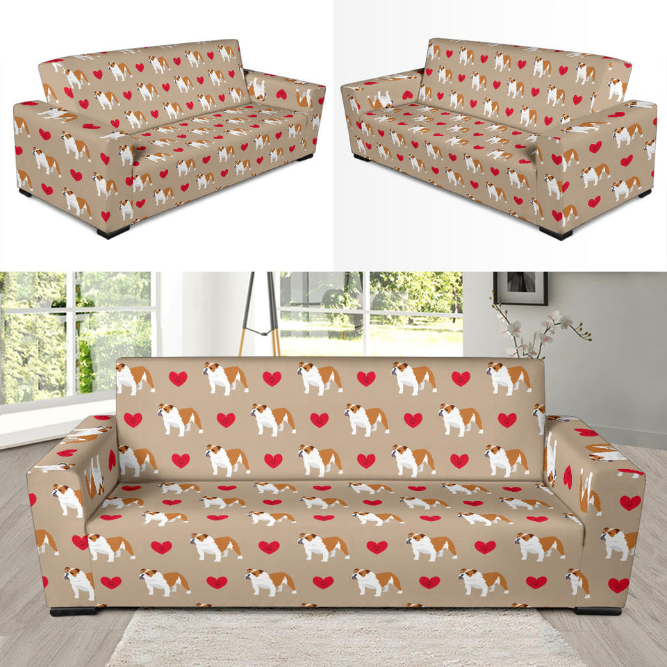 English Bulldog Pattern Print Design 05 Sofa Slipcover