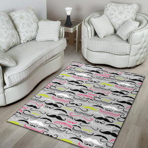 Mustache Beard Pattern Print Design 02 Area Rug