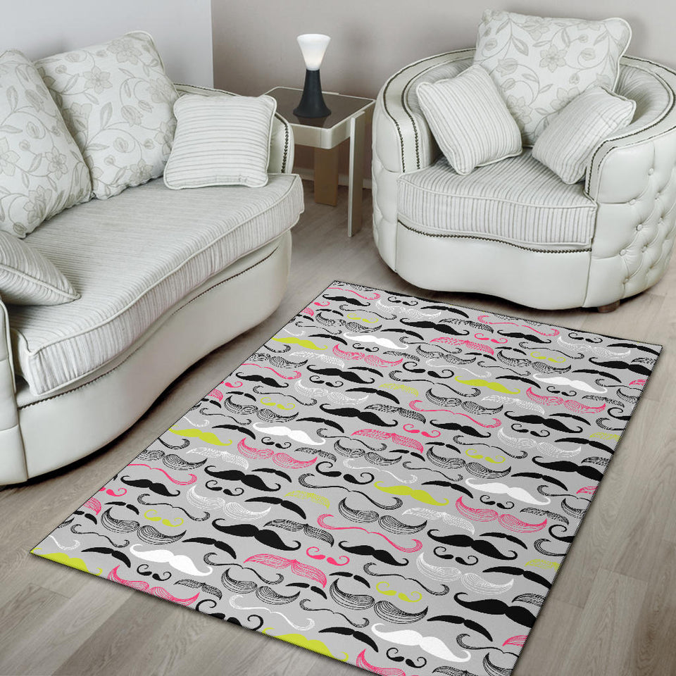 Mustache Beard Pattern Print Design 02 Area Rug