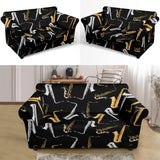 Saxophone Design Pattern Loveseat Couch Slipcover