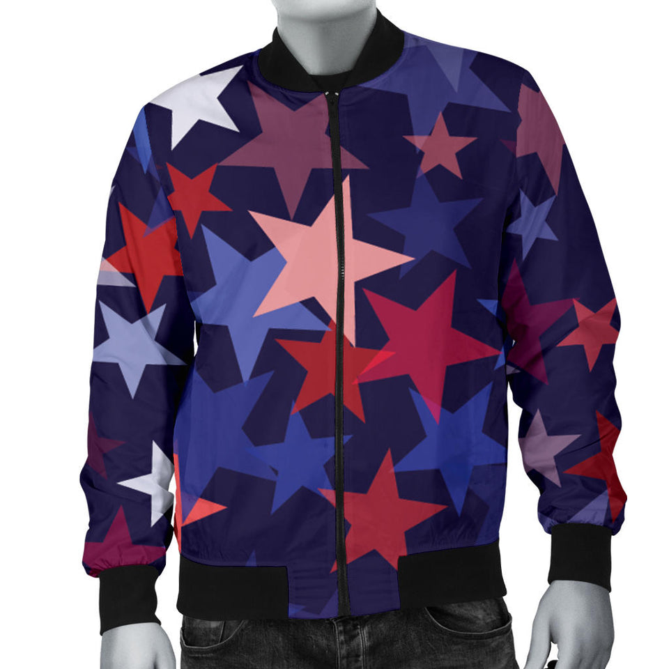 Red Blue Star Pattern Men'S Bomber Jacket