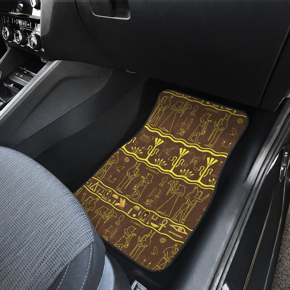 Egypt Hieroglyphics Pattern Print Design 03 Front and Back Car Mats