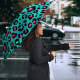 Green Leopard Skin Print Pattern Umbrella