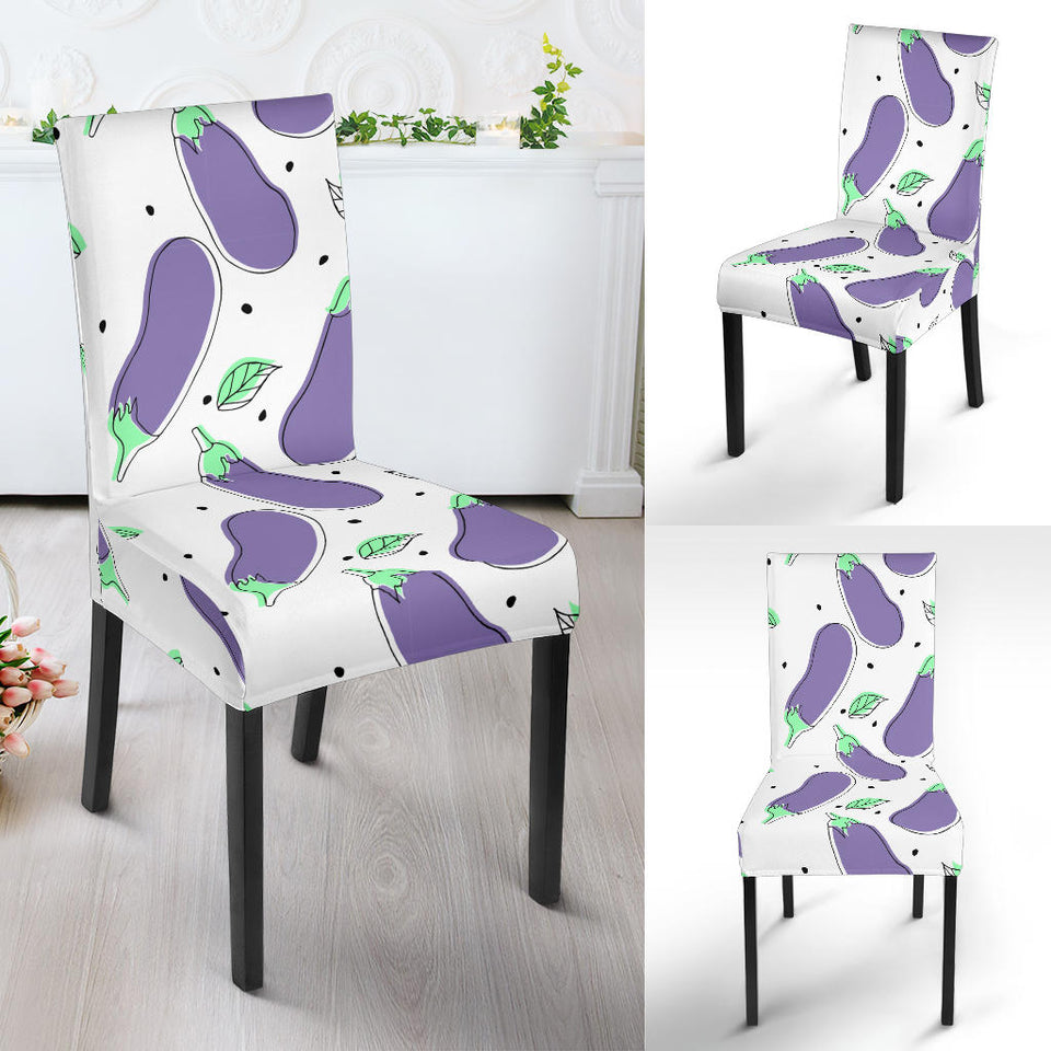 Eggplant Pattern Print Design 05 Dining Chair Slipcover