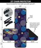 Blue japanese pattern cloud wave flower Chair Cover Protector