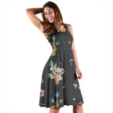 Cute Koala Pattern Sleeveless Midi Dress