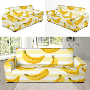 Banana Pattern Blackground Sofa Slipcover