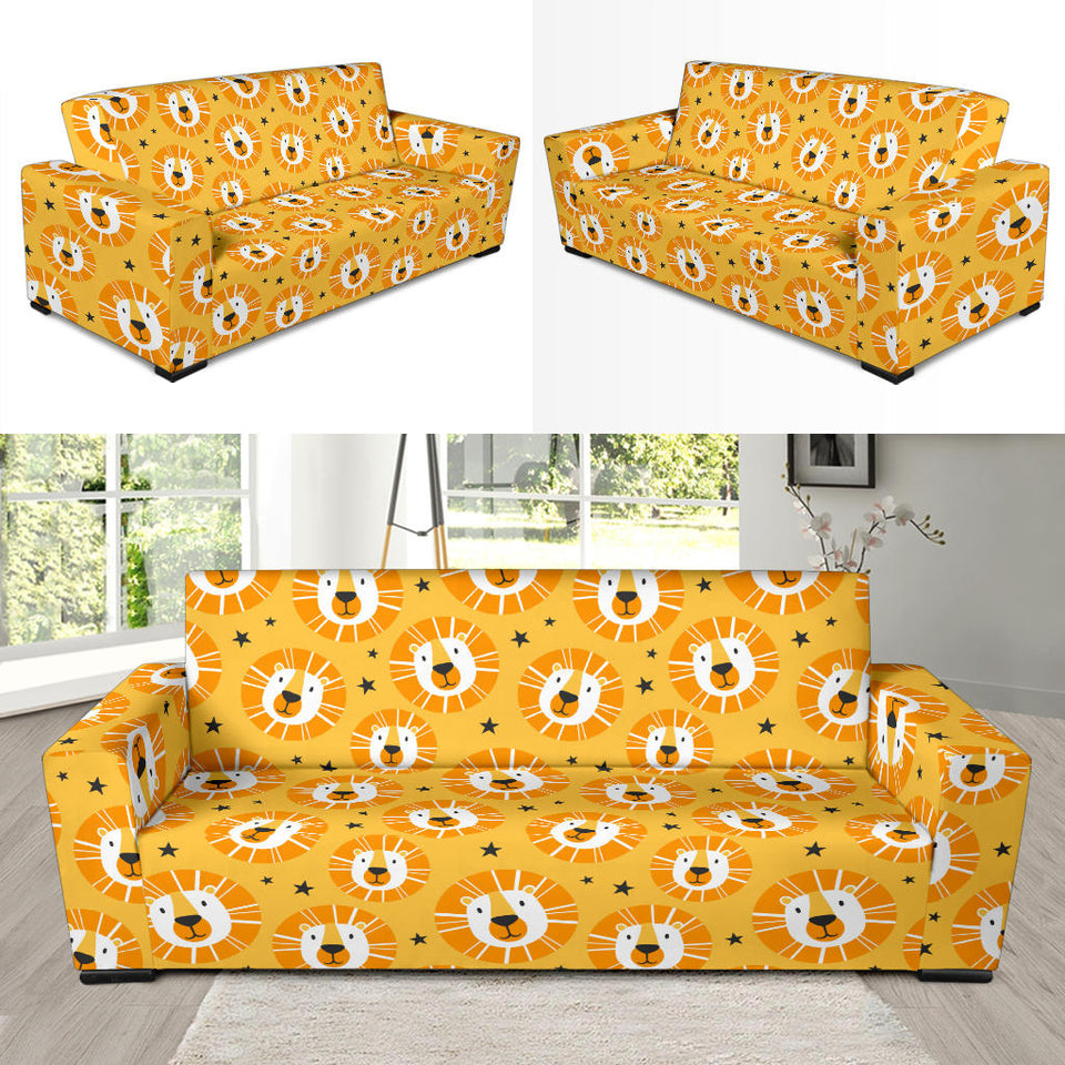 Lion Pattern Print Design 03 Sofa Slipcover