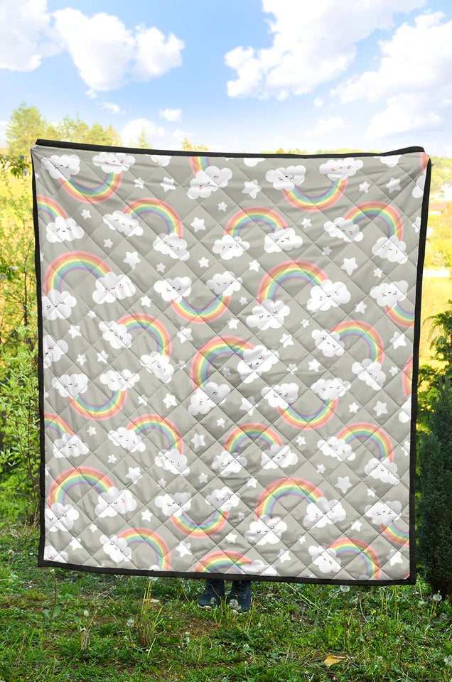 Cute Rainbow Clound Star Pattern Premium Quilt