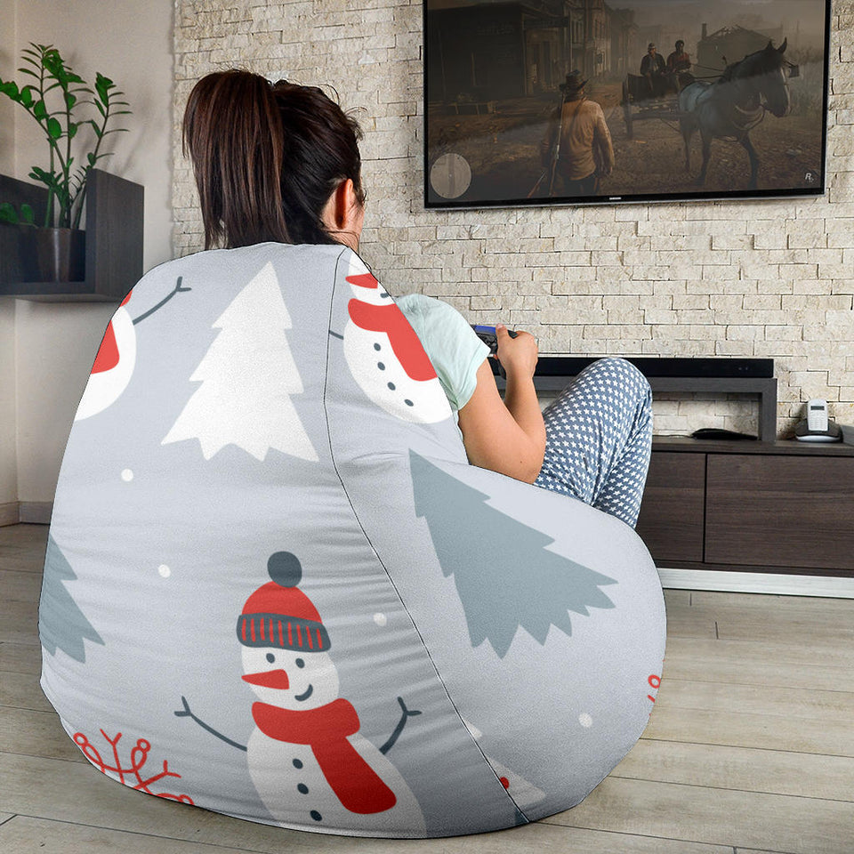 Snowman Christmas  Tree Snow Gray Background Bean Bag Cover
