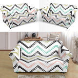 Zigzag  Chevron Paint Pattern Loveseat Couch Slipcover