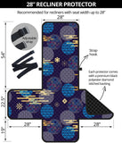 Blue japanese pattern cloud wave flower Recliner Cover Protector