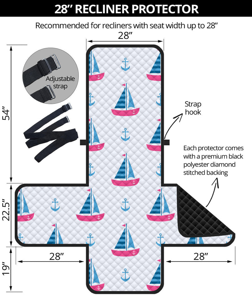 Sailboat anchor pattern Recliner Cover Protector