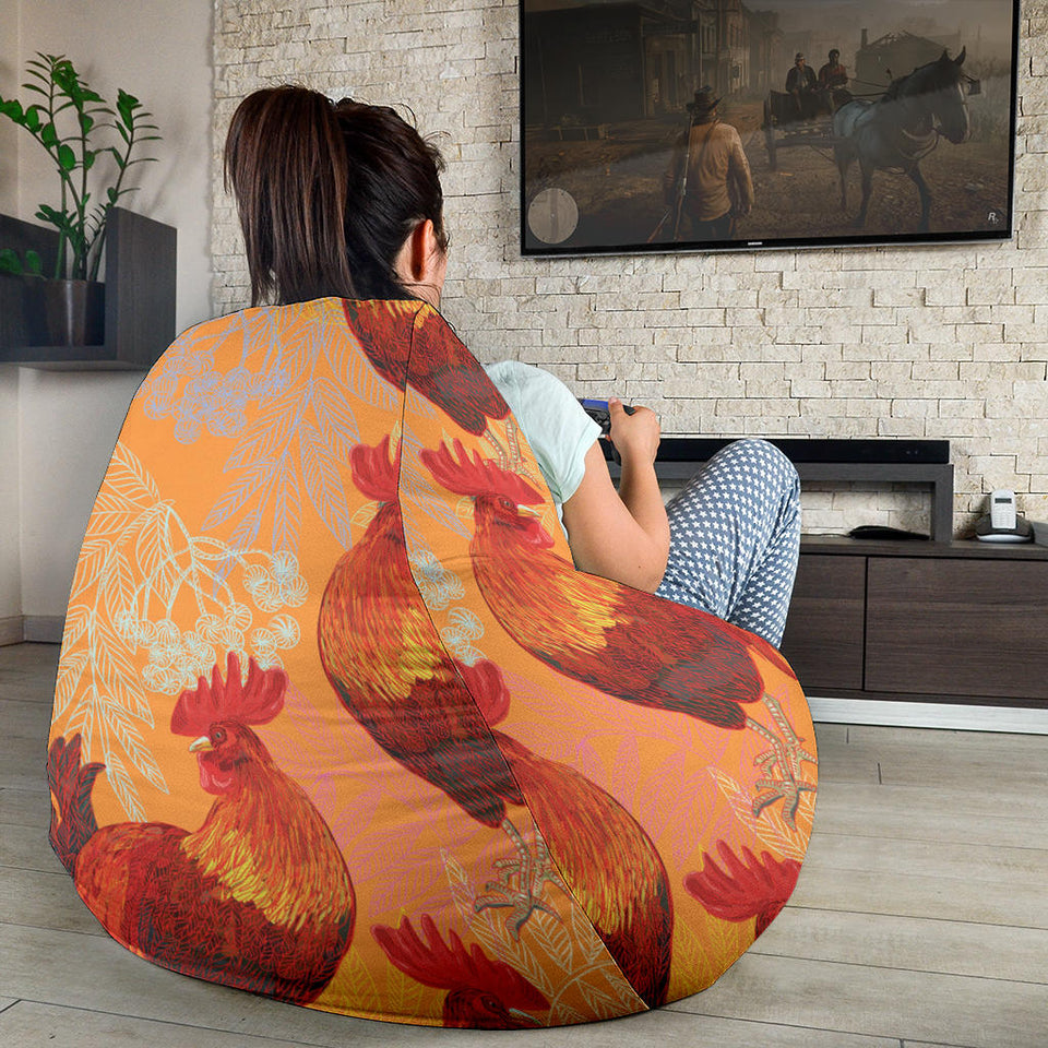 Red Rooster Chicken Cock Pattern Bean Bag Cover