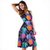 Pineapples Pattern Zigzag Background Sleeveless Midi Dress