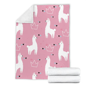 Llama Alpaca Pink Background Premium Blanket