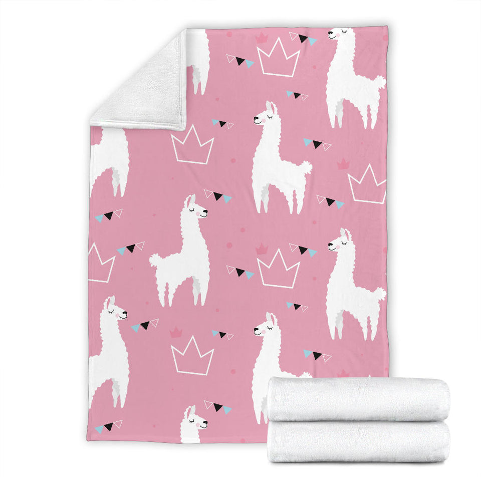 Llama Alpaca Pink Background Premium Blanket