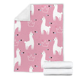 Llama Alpaca Pink Background Premium Blanket
