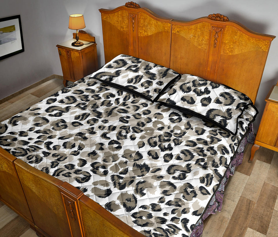 Leopard skin print pattern Quilt Bed Set