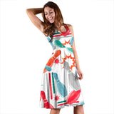 Watercolor Bowling Pattern Sleeveless Midi Dress