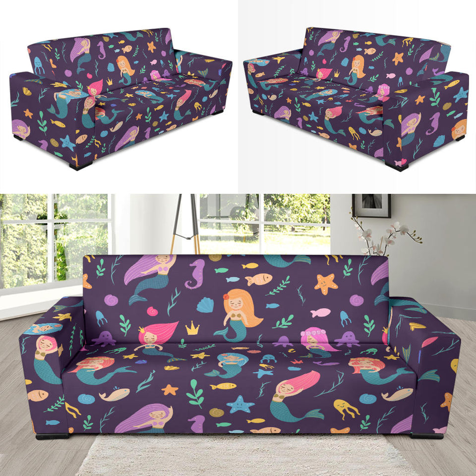 Beautiful Mermaid Fish Jellyfish Algae Other Marine World Sofa Slipcover