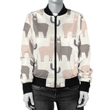 Llama Alpaca Pattern Women'S Bomber Jacket