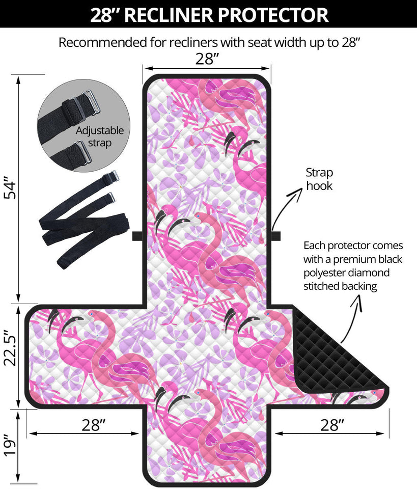 Pink flamingo flower pattern Recliner Cover Protector