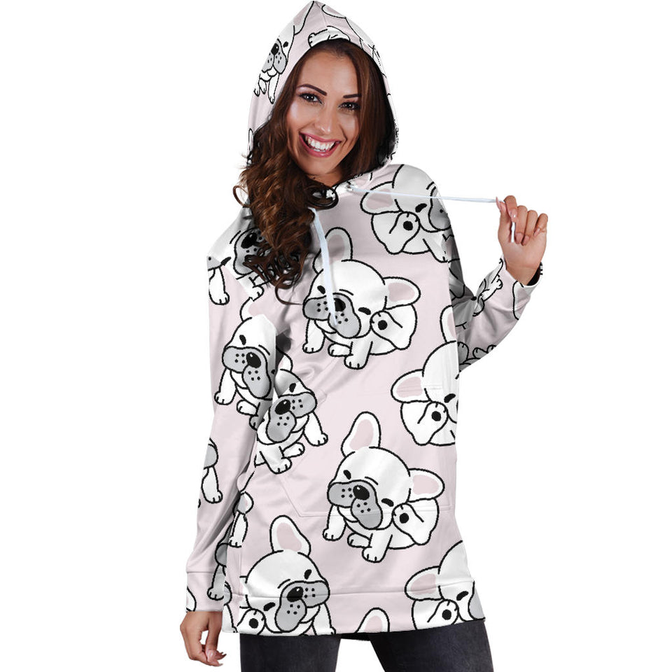 Cute French Bulldog Pattern Women'S Hoodie Dress