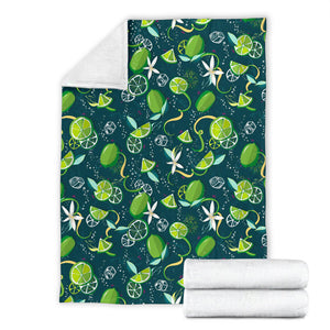 Lime Ice Flower Pattern Premium Blanket