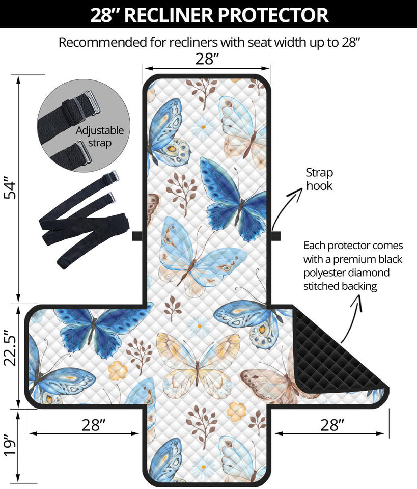 blue butterfly pattern Recliner Cover Protector