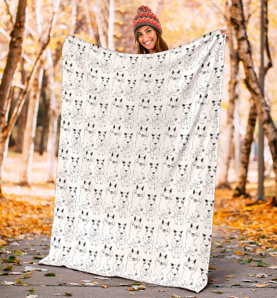 Bull Terrier Pattern Print Design 02 Premium Blanket