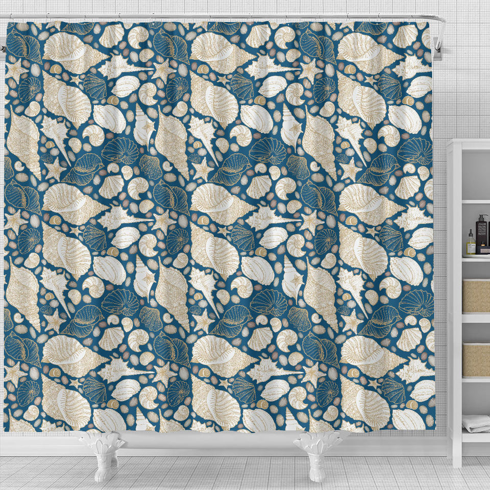Shell Polynesian Tribal Design Pattern Shower Curtain Fulfilled In US