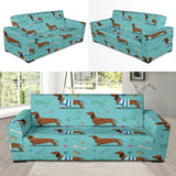 Dachshund Decorative Background Sofa Slipcover