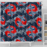 Koi Fish Carp Fishs Hand Drawn Japanese Art Shower Curtain Fulfilled In US