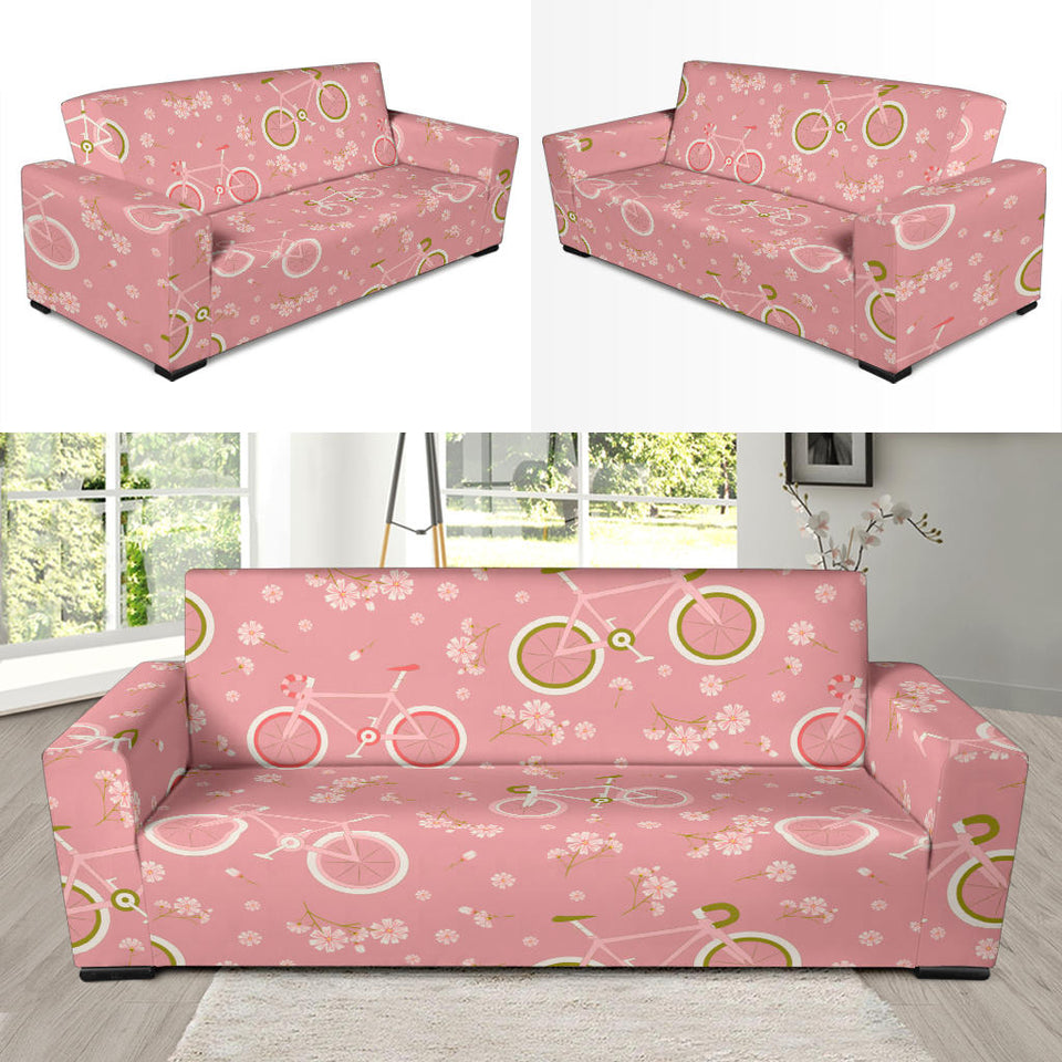 Bicycle Pattern Print Design 02 Sofa Slipcover