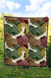 Japanese Cranes Flying Forest Dot Pattern Premium Quilt