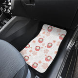 Daruma Japanese Wooden Doll Cherry Blossom Flower Pattern Front Car Mats