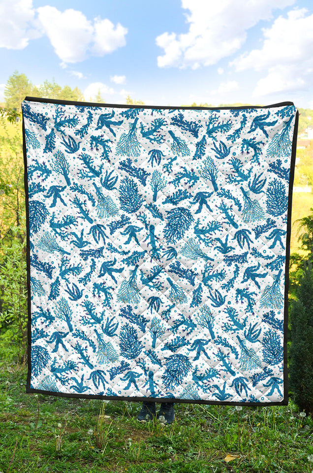 Coral Reef Pattern Print Design 01 Premium Quilt