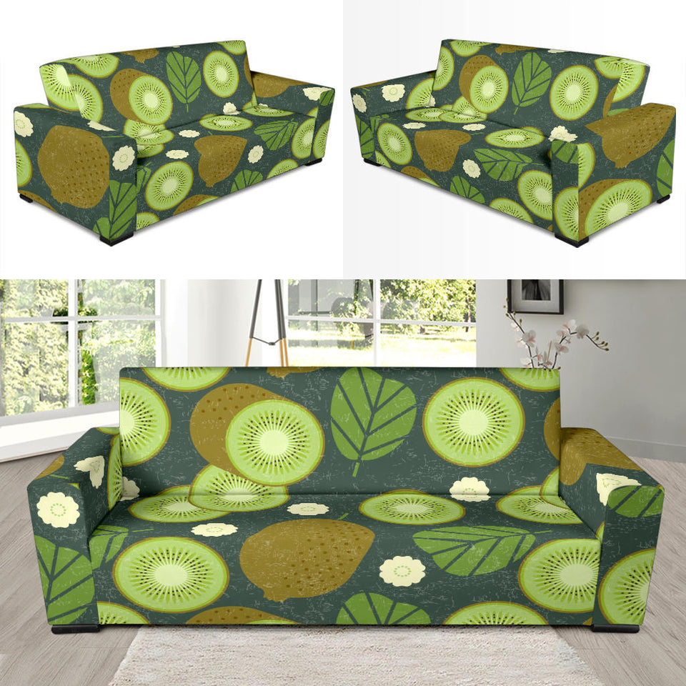 Whole Sliced Kiwi Leave And Flower Sofa Slipcover