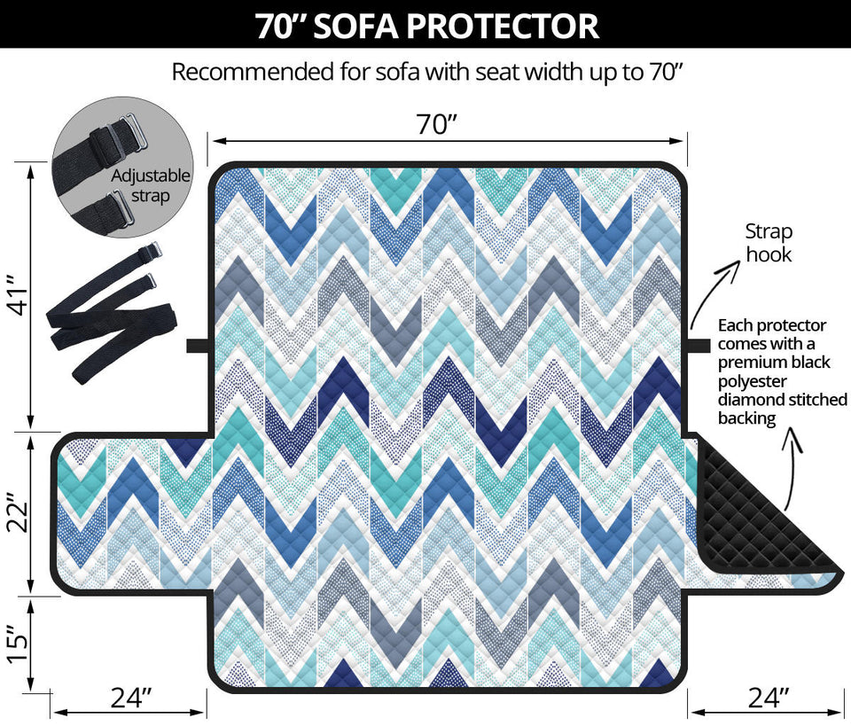 zigzag  chevron blue pattern Sofa Cover Protector