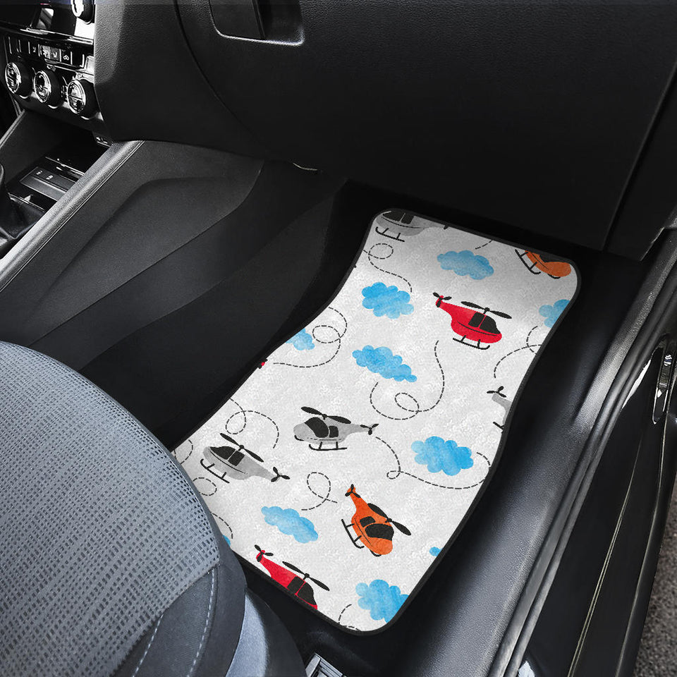 Watercolor Helicopter Cloud Pattern Front And Back Car Mats