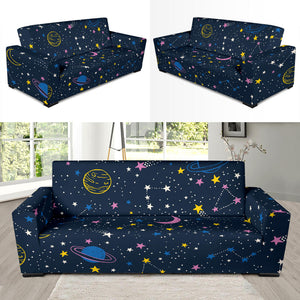 Space Pattern With Planets, Comets, Constellations And Stars Sofa Slipcover