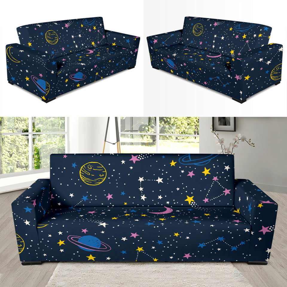 Space Pattern With Planets, Comets, Constellations And Stars Sofa Slipcover
