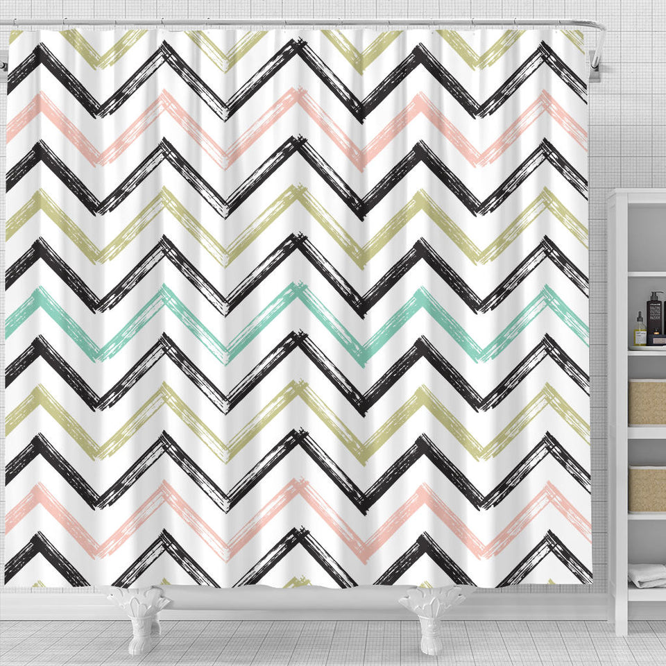 Zigzag  Chevron Paint Pattern Shower Curtain Fulfilled In US