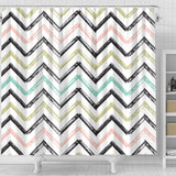 Zigzag  Chevron Paint Pattern Shower Curtain Fulfilled In US