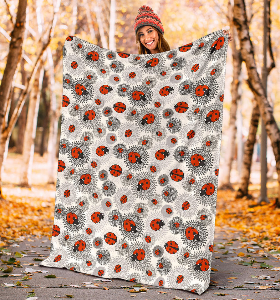 Ladybug Pattern Print Design 05 Premium Blanket