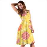 Grapefruit Yellow Background Sleeveless Midi Dress